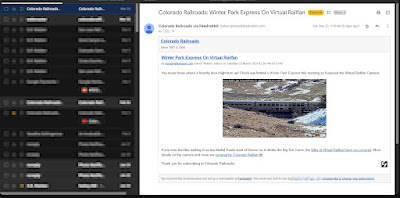 An example of a recent article posted to Colorado Railroads delivered to my inbox directly by FeedRabbit