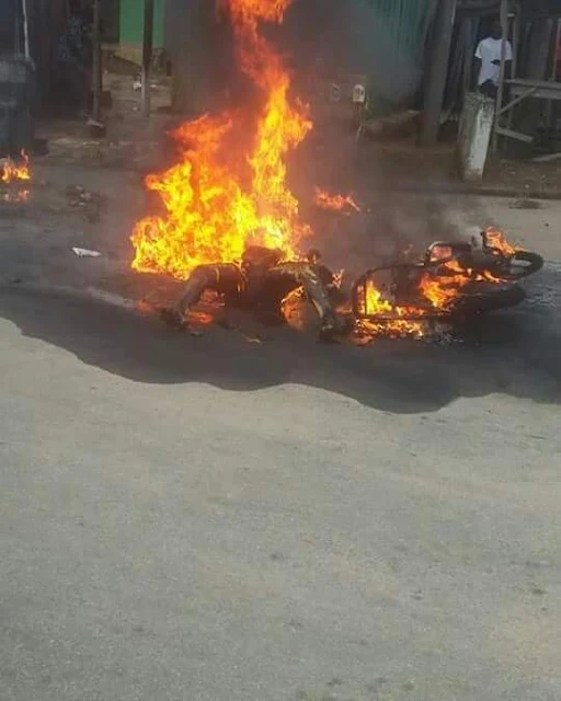  Pregnant petrol black marketer burnt beyond recognition after SUV knocked down her motorcycle in Delta State 