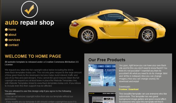 Free Autos Cars Black Yellow CSS Template