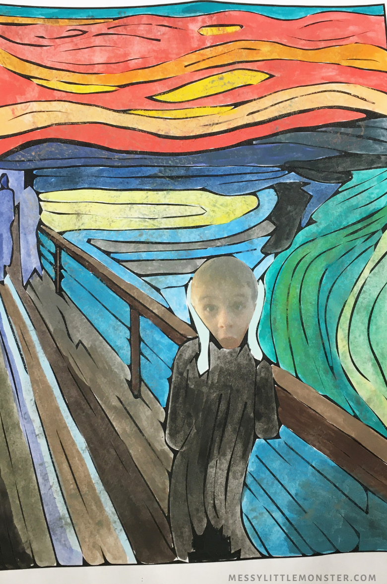 The scream painting for kids with photograph