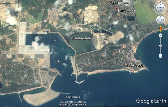 Map Attributes: Port of Hambantota, Sri Lanka / (c) 2016 TerraMetrics and DigitalGlobe via Google Earth