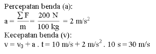 Menghitung percepatan dan kecepatan dengan hukum Newton