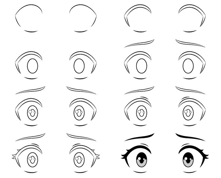 этапы рисования глаз