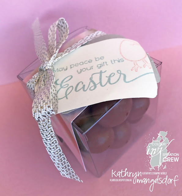 Stampin' Up! Suite Sentiments, Hey Chick, Clear Tiny Treat Boxes, Easter Gift, Easter Eggs designed by Kathryn Mangelsdorf