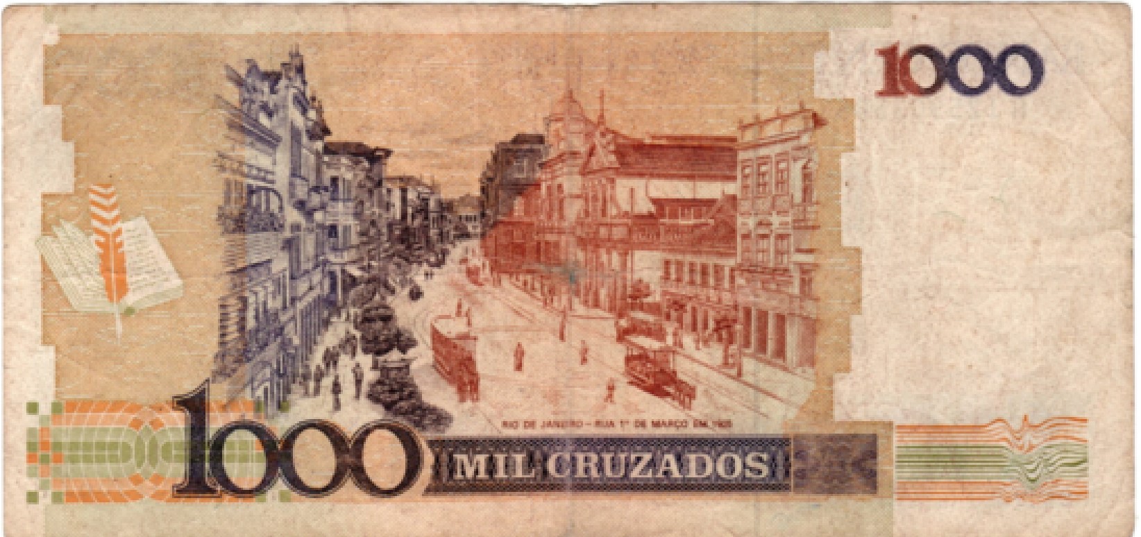 Verso da cédula de 1000 Cruzados