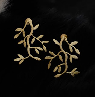 Gold Plated Carved Shoot Earrings