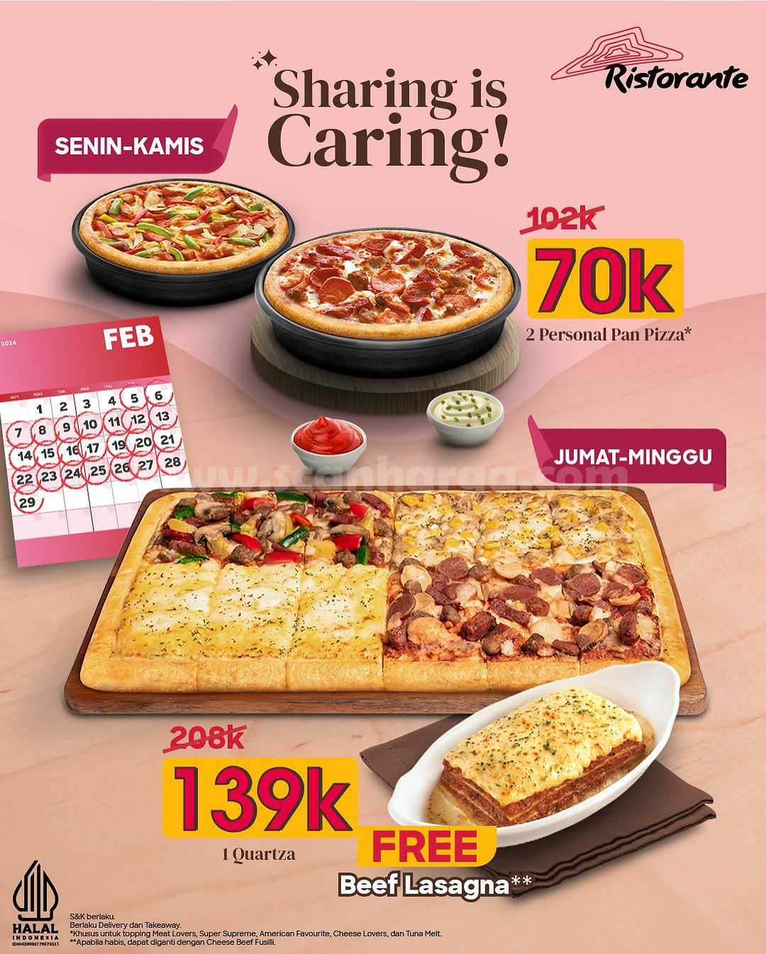 Promo PIZZA HUT RISTORANTE – Paket Sharing is Caring mulai Rp. 70RB