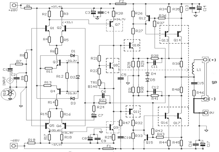  Skema  Rangkaian Power  Amplifier  300 Watt Muliatronik 