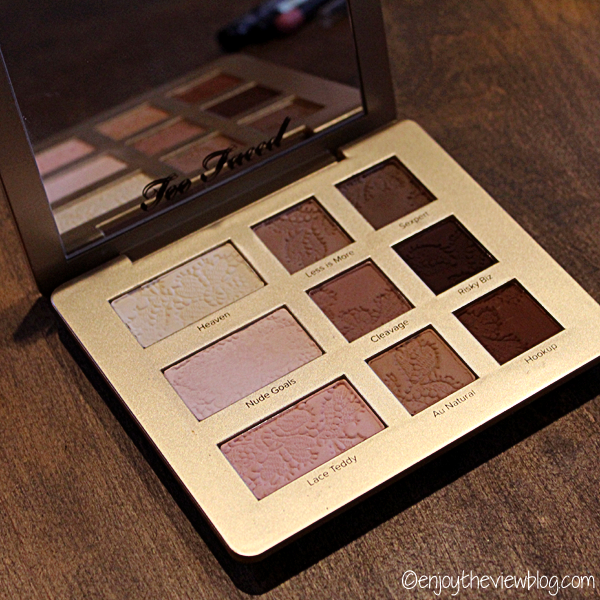 Too-Faced Natural Matte Eye Shadow palette on a wooden surface