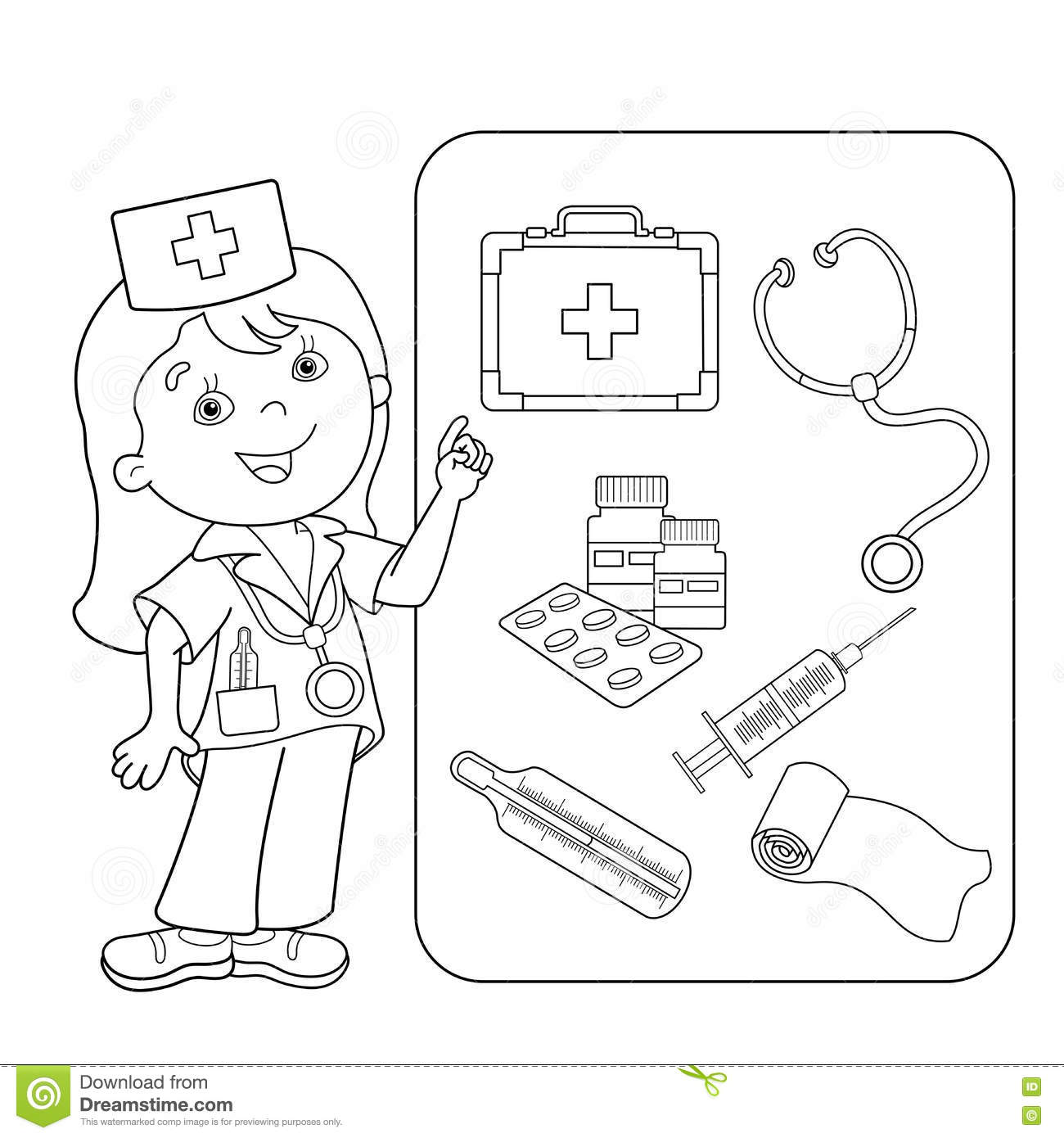 Coloring Page Outline Of Cartoon Doctor