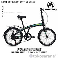 Sepeda Lipat Morison MS8118AT 20" x 1.75" Hi-Ten Steel 1x7Sp Mech. Disc Brake Folding Bike