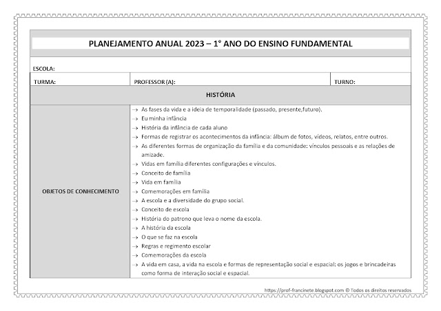 Planejamento Anual 1º ano – Alinhado à BNCC