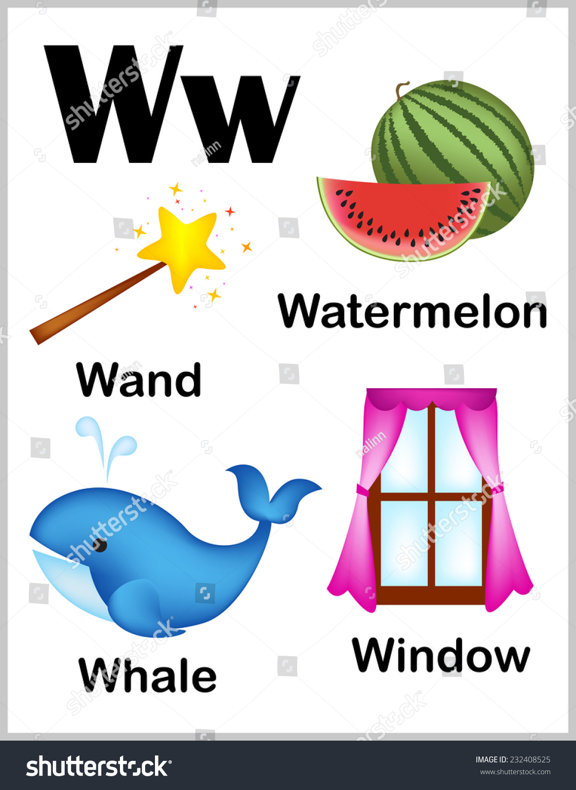 Cute Colorful Alphabet Letter W Set