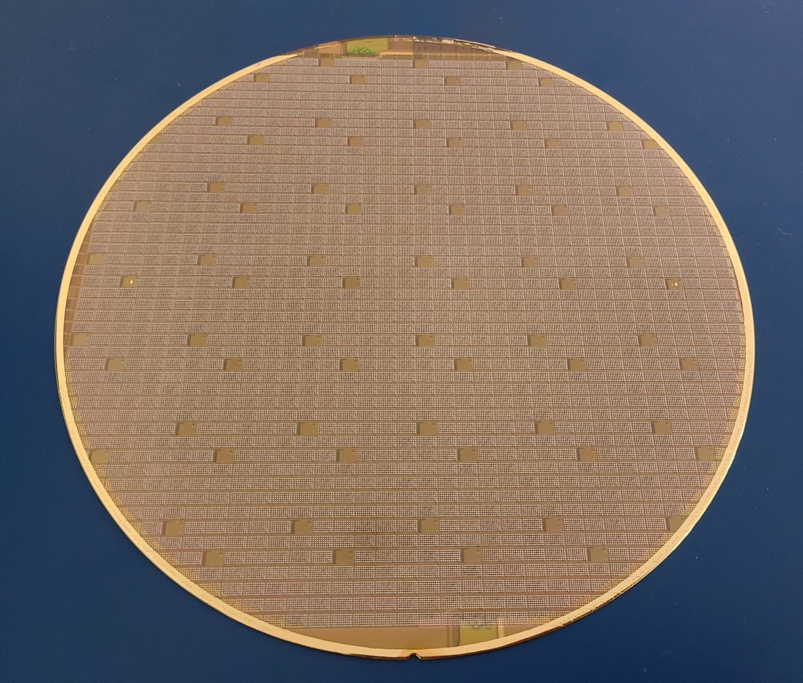 Picture of a full wafer using the SKY130 open source PDK.