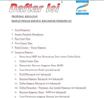   Silahkan simak contoh penulisan dan susunan daftar isi dibawah ini