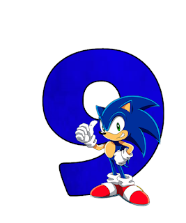 Abecedario Azul con Sonic, con números. Blue Alphabet with Sonic, with Nummbers.