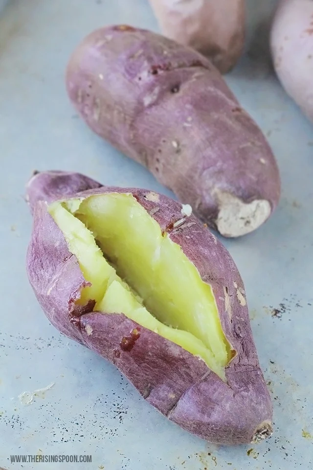 Twice-Baked Japanese Sweet Potatoes with Chopped Walnuts & Dates