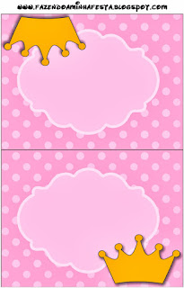 Golden Crown in Pink with Polka Dots: Free Printable  Candy Bar Labels.