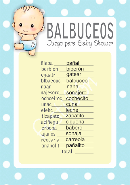 Balbuceos │ Juegos para baby shower para imprimir | Juegos ...