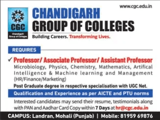 CGC Chandigarh Microbiology Faculty Openings
