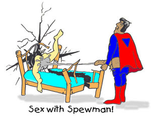 sex cartoon: sex with spew-man