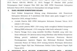 PENGUMUMAN HASIL SELEKSI CPNS KEBUMEN TAHUN 2020