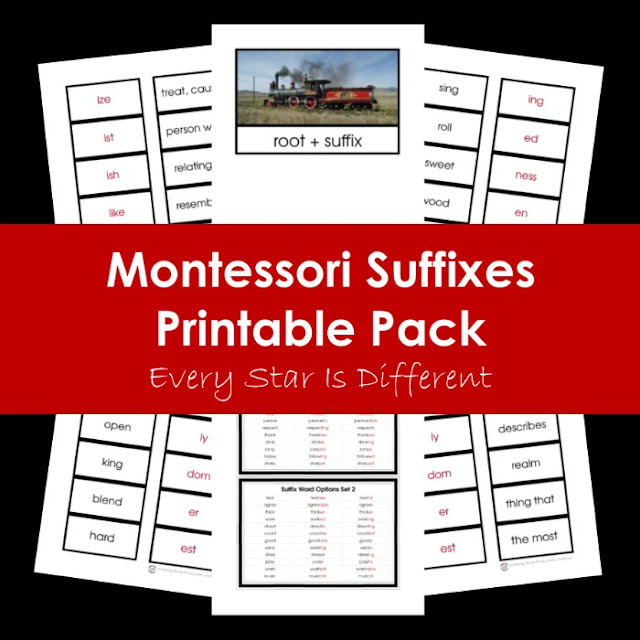 Montessori Suffixes Printable Pack