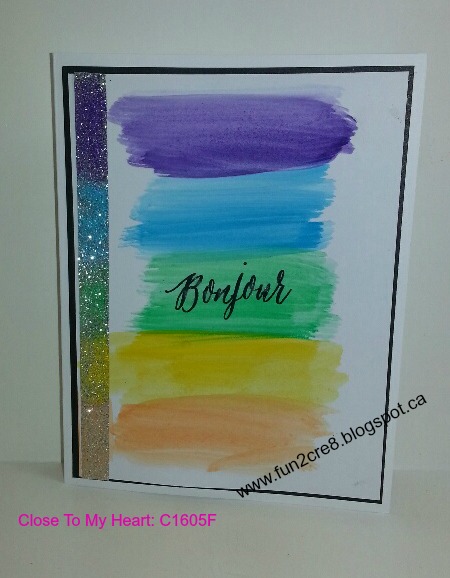 watercolour rainbow card CTMH French stamp