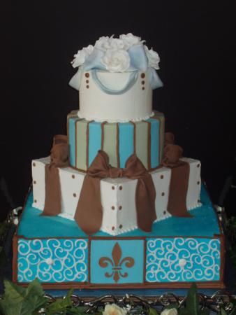 Blue And Chocolate Fleur Des Lis Cake Fleur des lis design with chocolate