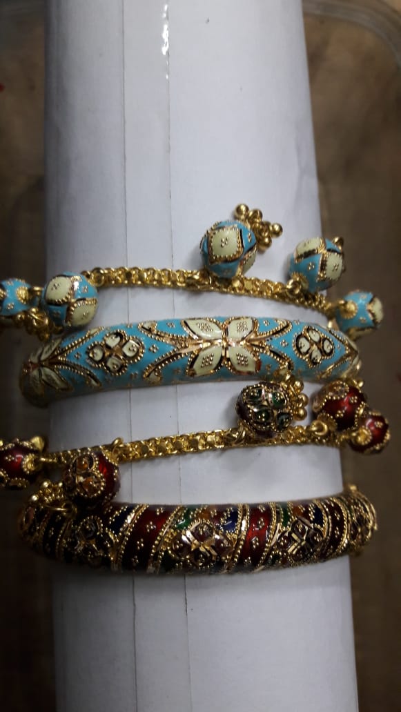 kolkata gold meena bala kada bangle for export 21kt 22kt , gold jewelery manufacturer karigar exporter kolkata india,