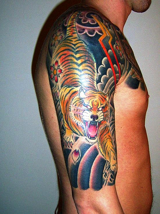 tiger half sleeves tattoing designs half sleeve