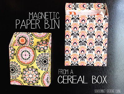  http://www.sohosonnet.com/crafts-and-diy/cereal-box-upcycled-into-a-magnetic-paper-bin/