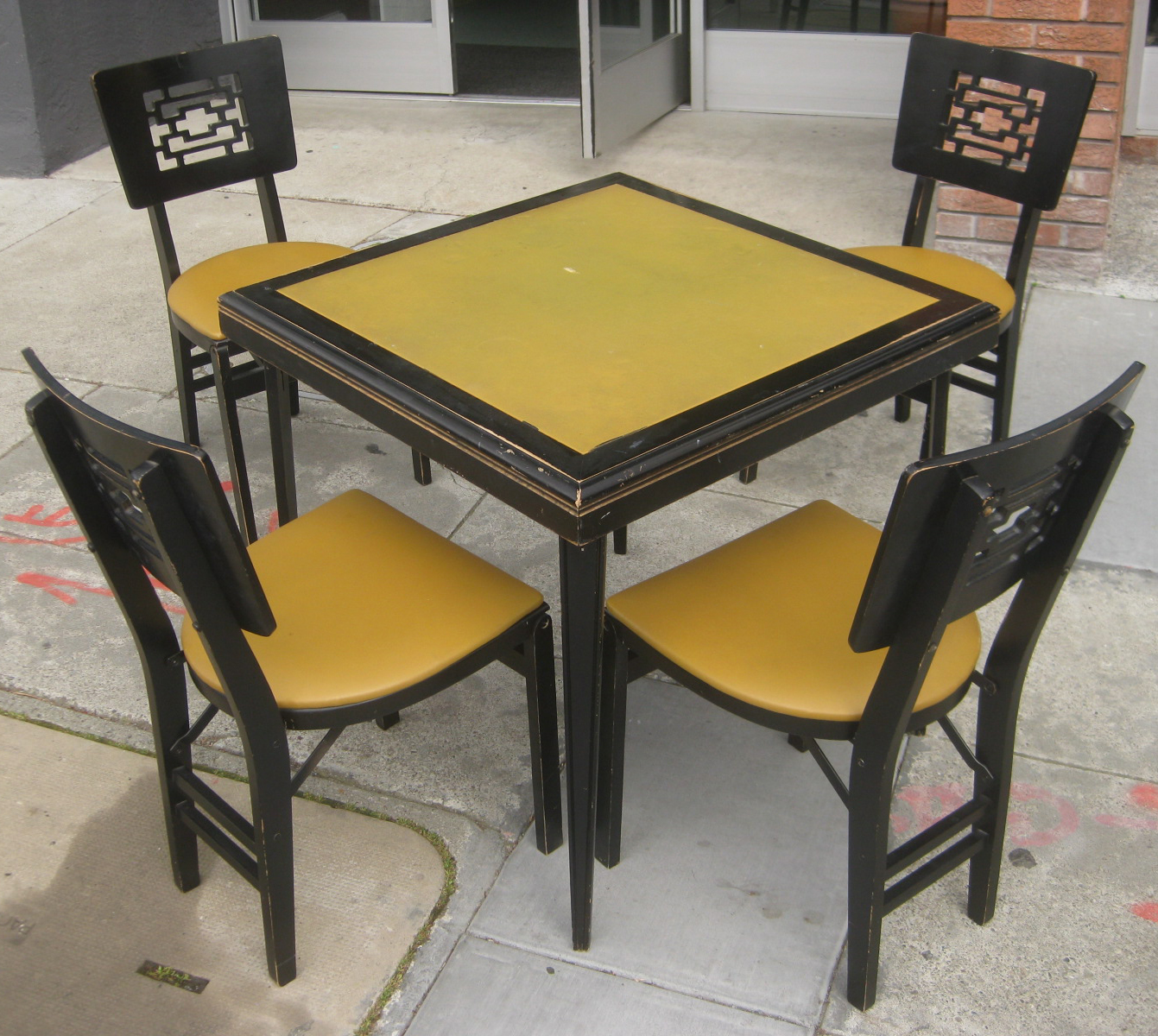 UHURU FURNITURE & COLLECTIBLES: SOLD - Fancy Folding Table and 4 Chairs
