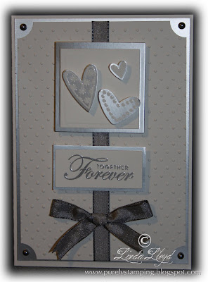 Wedding card made with Stampin Up Whisper White cardstock and a Martha Stewart punch