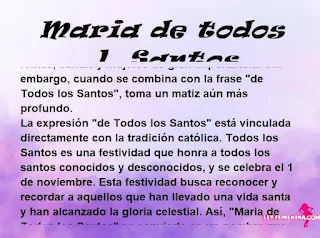 ▷ Significado del nombre Maria de todos l. Santos