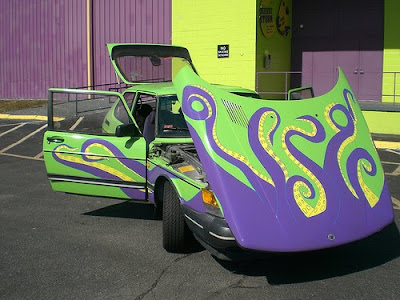 Octapus Saab Art Car Reaching Out in Rhode Island