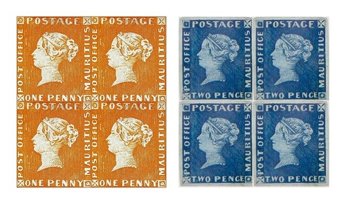 The first two Mauritius stamps