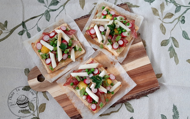 Tartelettes aux légumes de printemps, bacon et oeufs de caille - Dans la cuisine d'Hilary