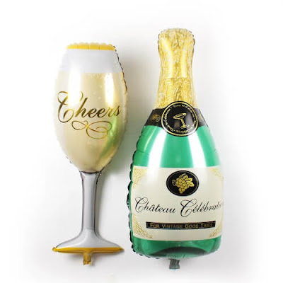 Balon Foil Champagne Bottle + Glass