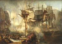 J. M. W. Turner's The Battle of Trafalgar, as Seen from the Mizen Starboard Shrouds of the Victory painting c.1806-1808.
