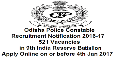 Odisha Police Constable Recruitment 2016-17