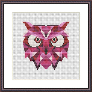 Pink owl cross stitch  - Tango Stitch