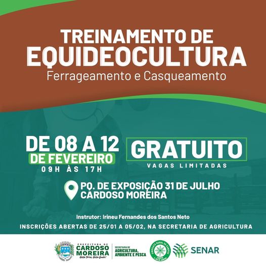 Secretaria de Agricultura de Cardoso Moreira realiza curso de Equideocultura gratuito