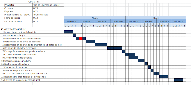 Asesoría en Prevención de Riesgos: Carta Gantt