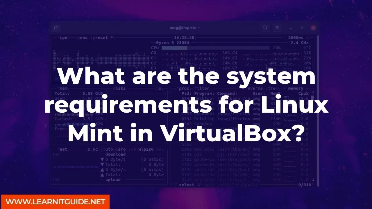 What are the system requirements for Linux Mint in VirtualBox