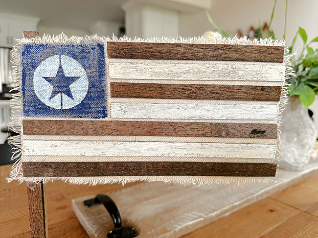 mixed media American flag on table