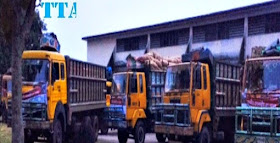 Titas transport rice loaded vehicle waiting  for invoice going to Nepal.