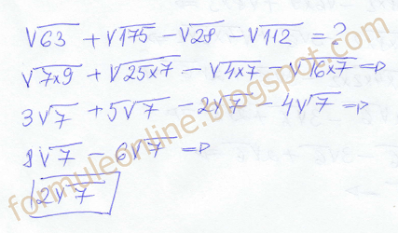 operations with radicals example with solution