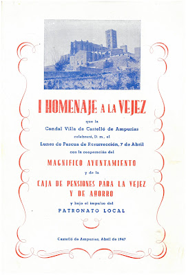AMCE. Promgrama del I Homenatge a la vellesa de Castelló d'Empúries. 1947.