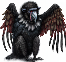 Mandragoron, a giant baboon with raven wings